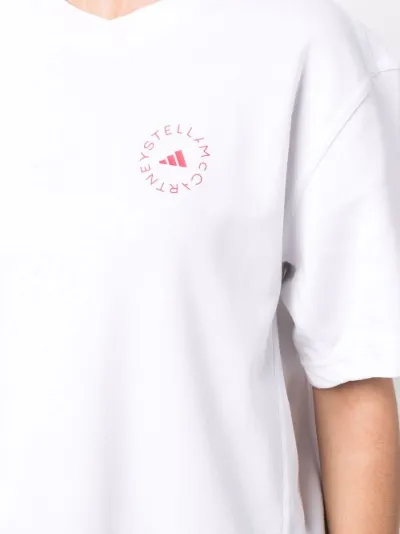 adidas by Stella McCartney oversized logo-print T-shirt white | MODES