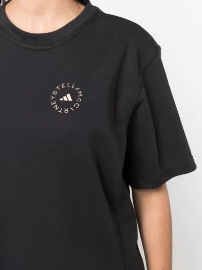adidas by Stella McCartney short-sleeved logo-print T-shirt black | MODES