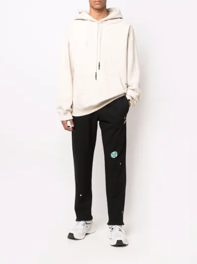 globe-patch straight cotton joggers 