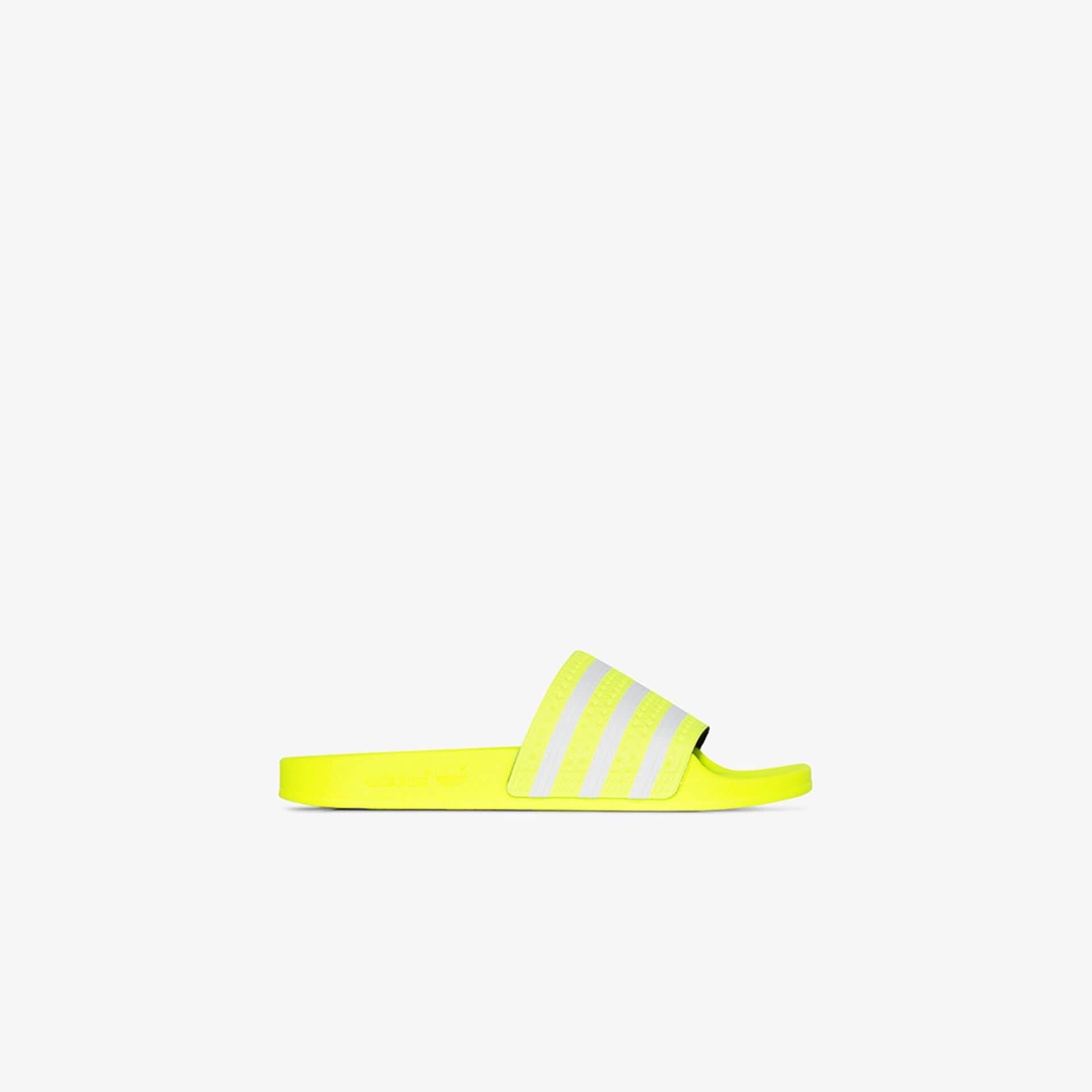 adidas yellow Adilette striped slides 
