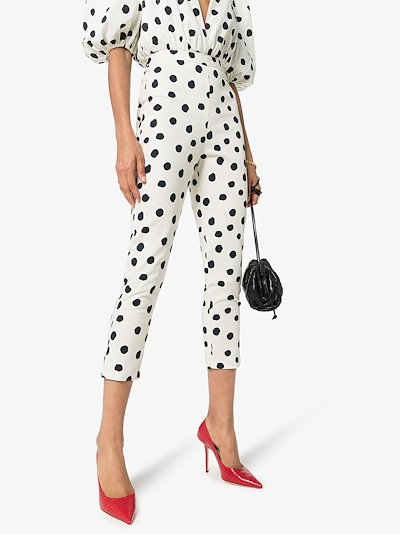 green polka dot trousers