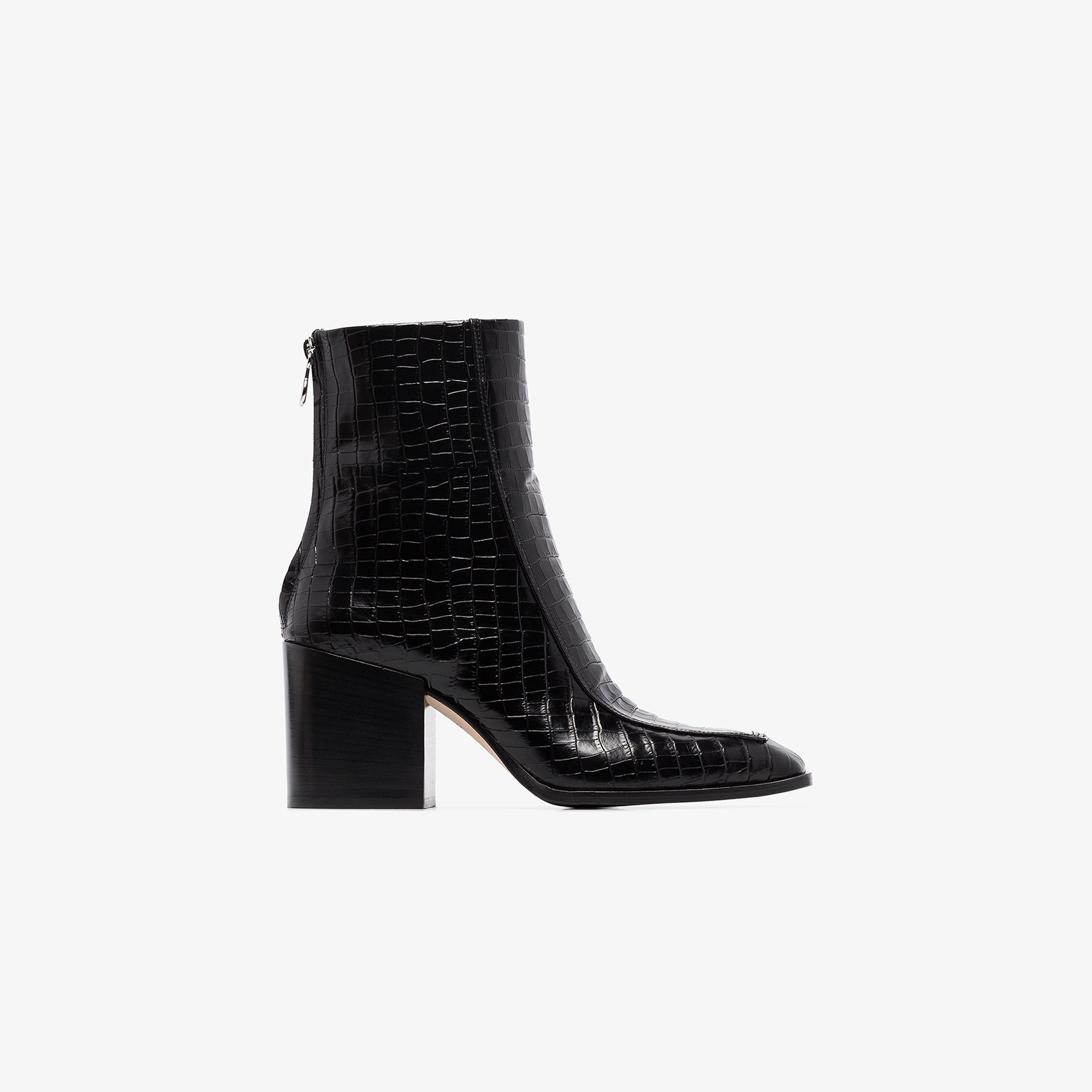 black mock croc ankle boots