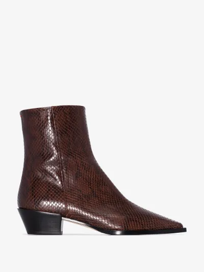 burgundy snake print boots