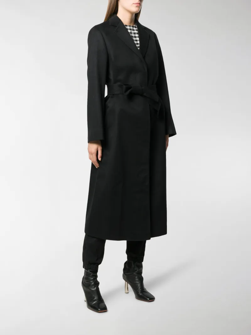 black long belted coat