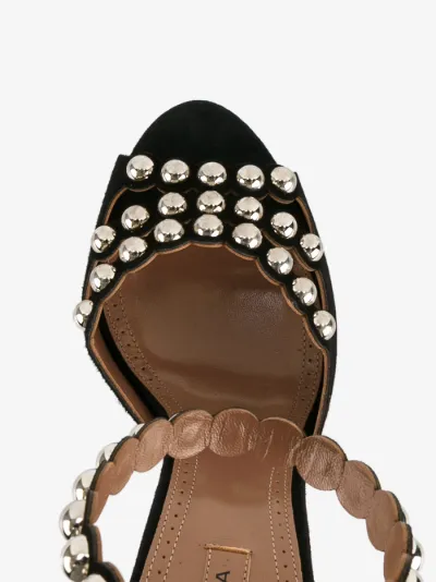 AlaÃ¯a Black Silver Studded Heels | Browns