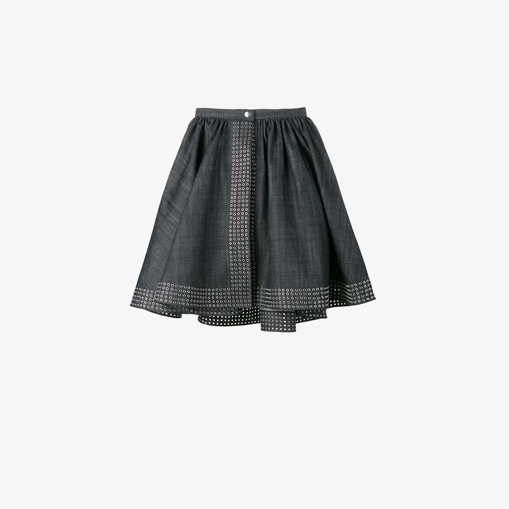 Alaïa flared denim wrap skirt Browns