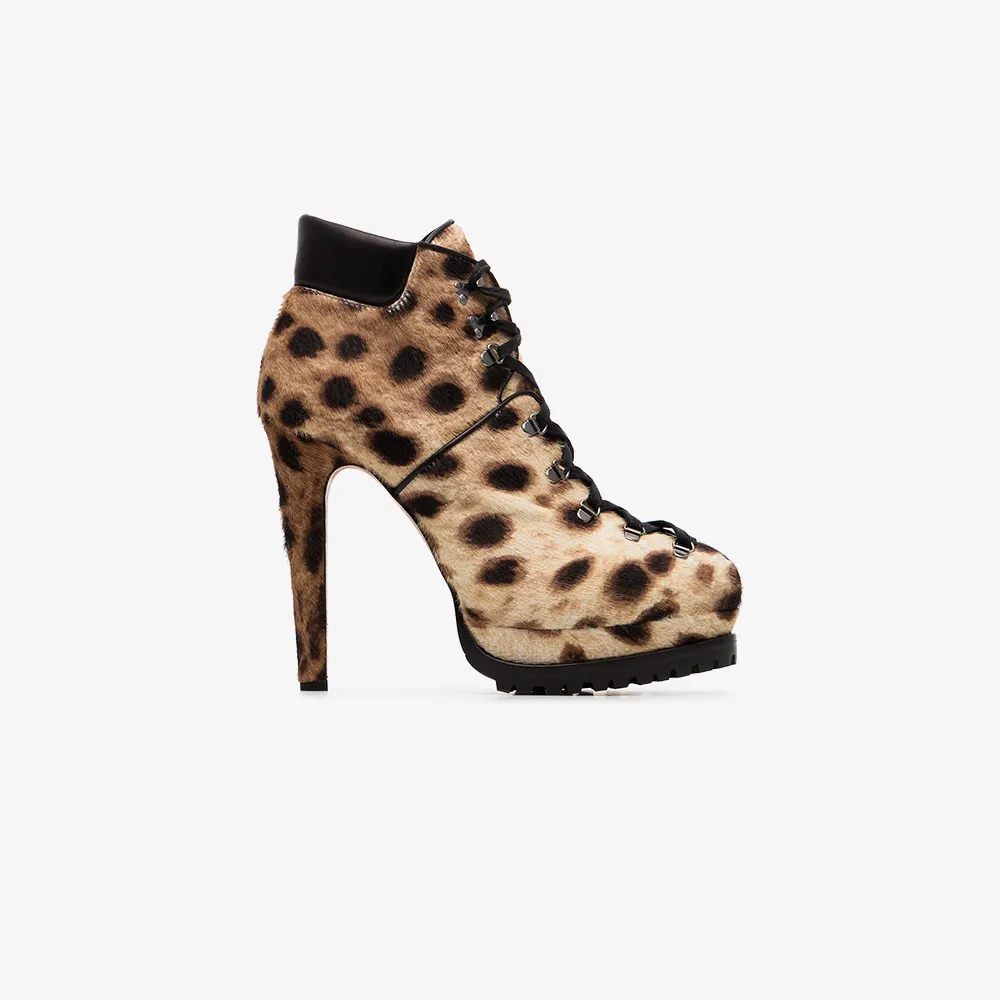 cat leather hiker boots in leopard