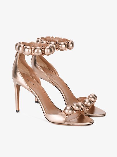 alaia gold sandals