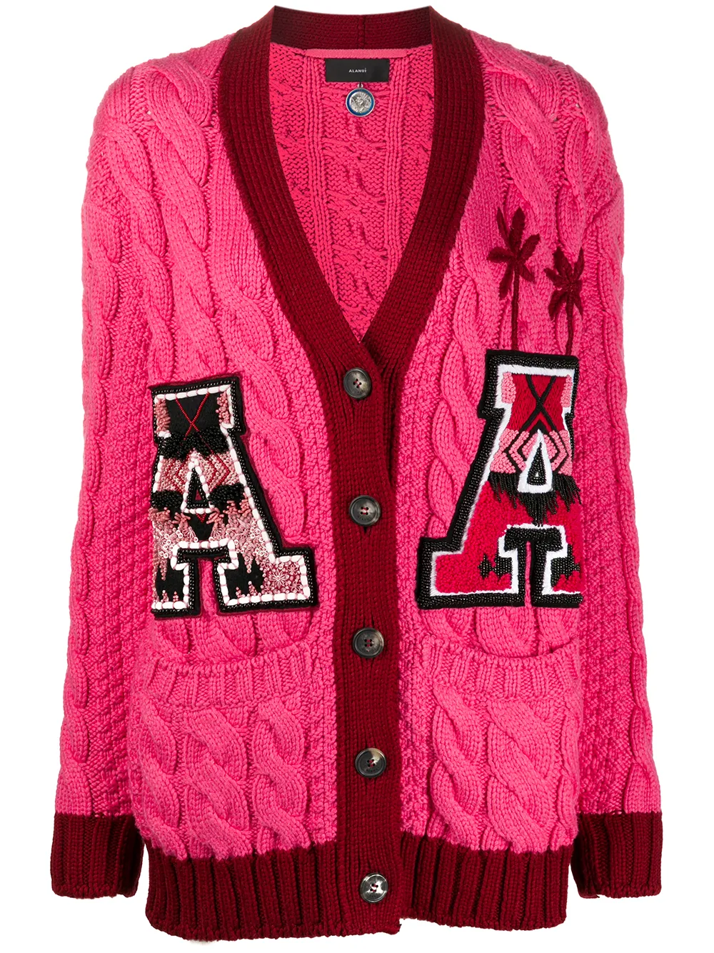 cable knit varsity sweater