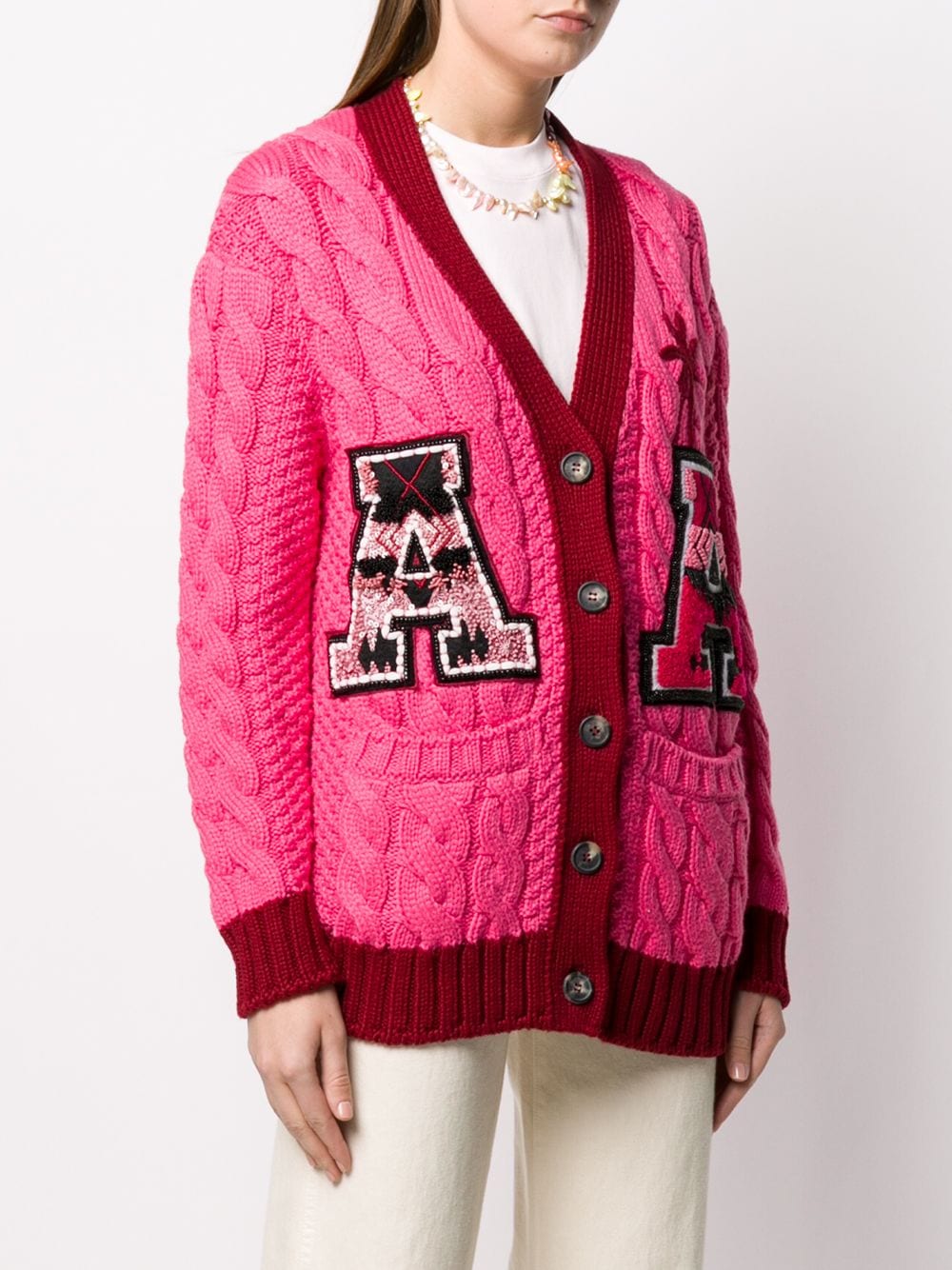 cableknit varsity cardigan Alanui