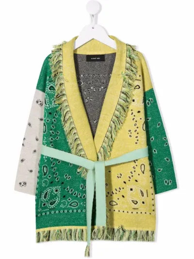 Belted jacquard cardigan deals