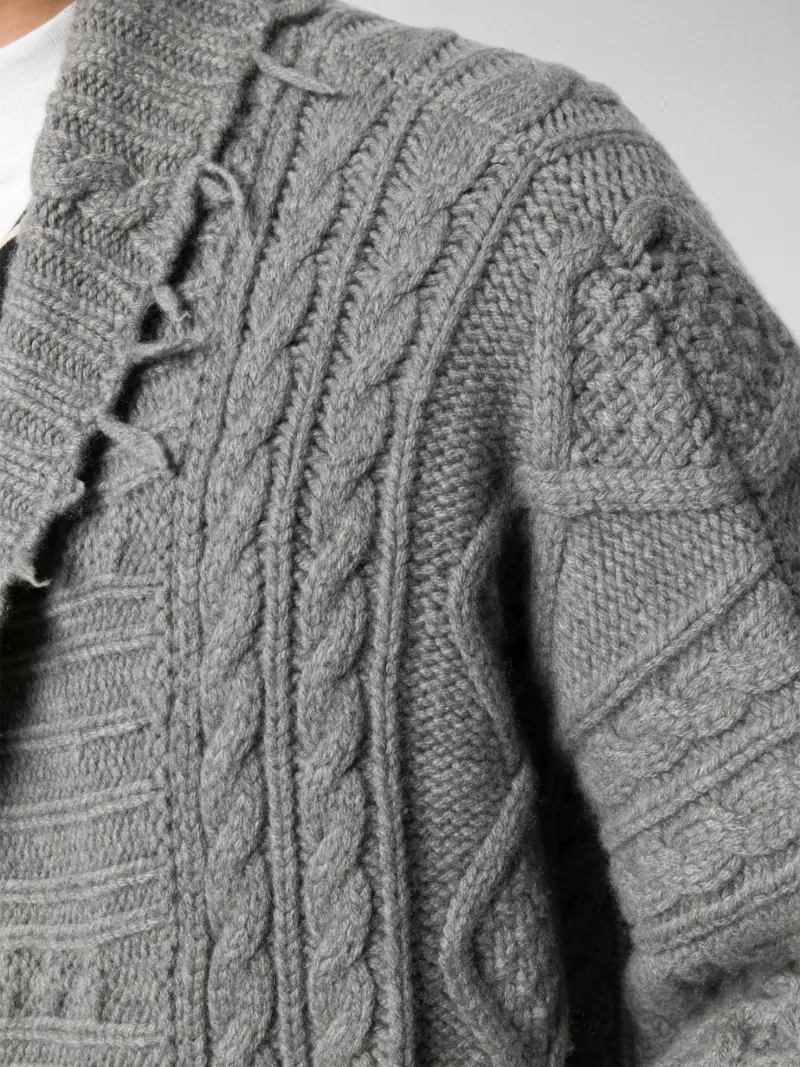 longline cable knit cardigan