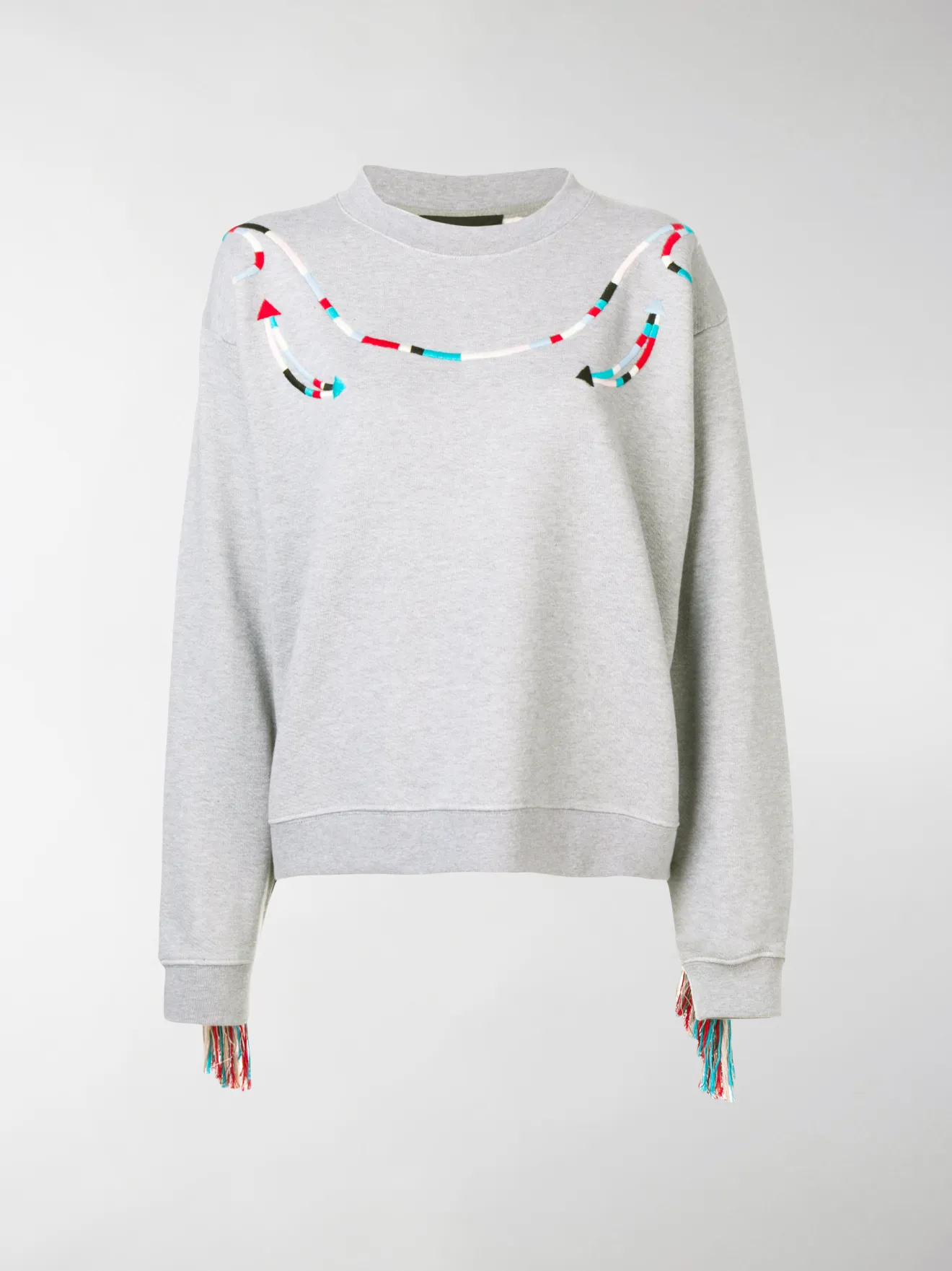 Alanui Maglione con frange sulle maniche grigio | MODES