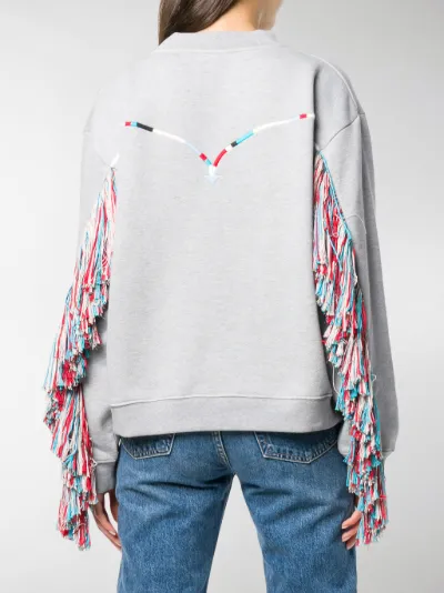 Alanui Maglione con frange sulle maniche grigio | MODES