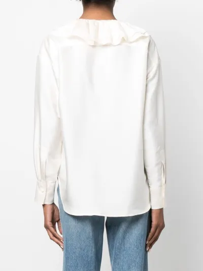 ruffle collar silk shirt
