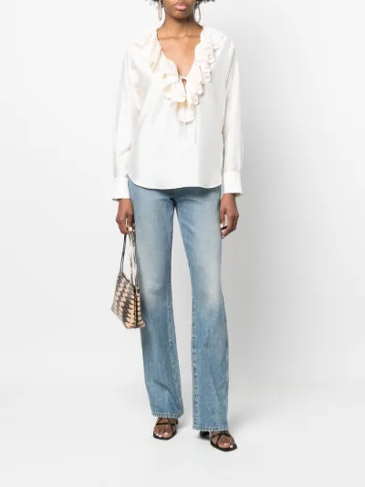 ruffle collar silk shirt