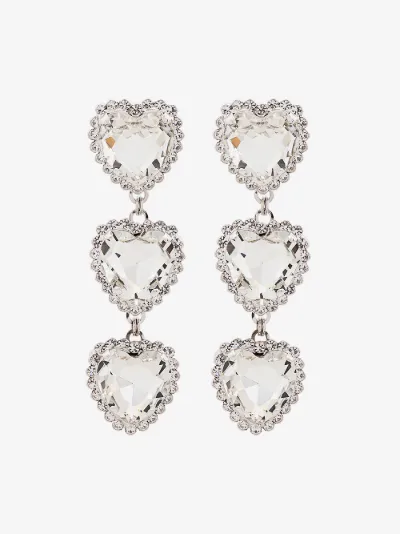 Alessandra Rich Heart Crystal Earrings Fine Browns