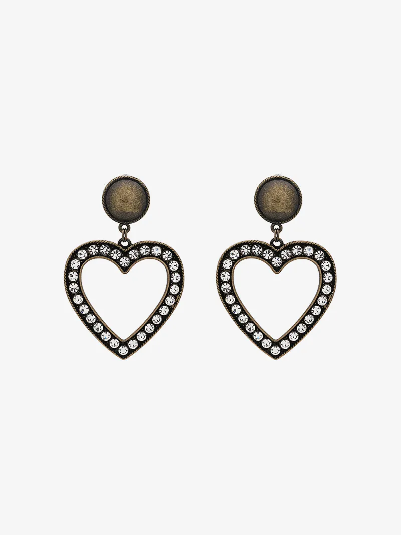 Alessandra Rich Heart Shaped Earrings Browns
