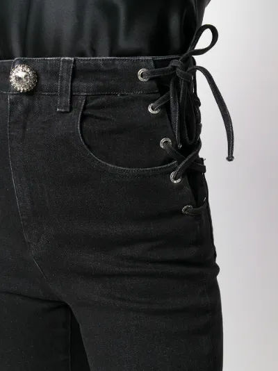 lace up black skinny jeans