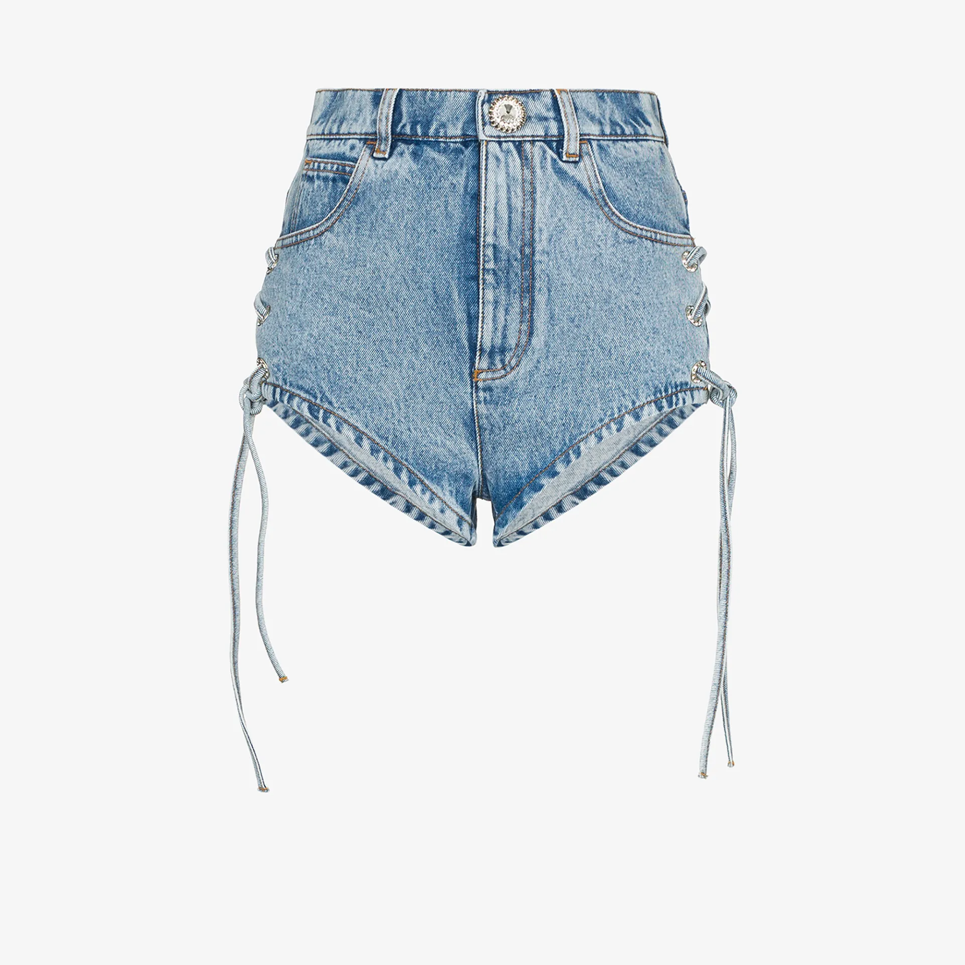 side tie jean shorts