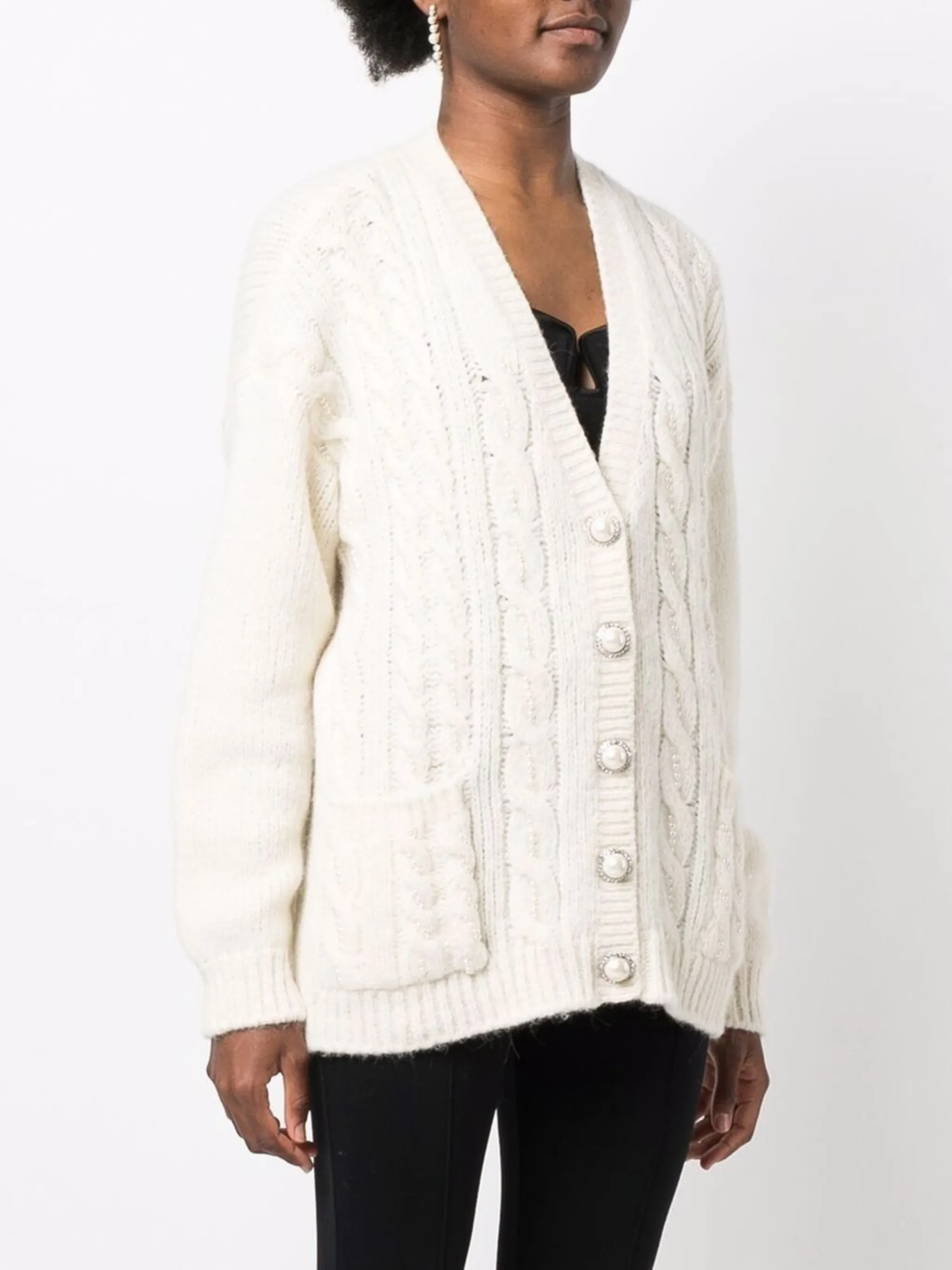 Vneck pearlembellished cardigan Alessandra Rich