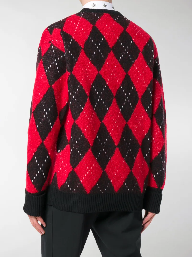 black argyle jumper