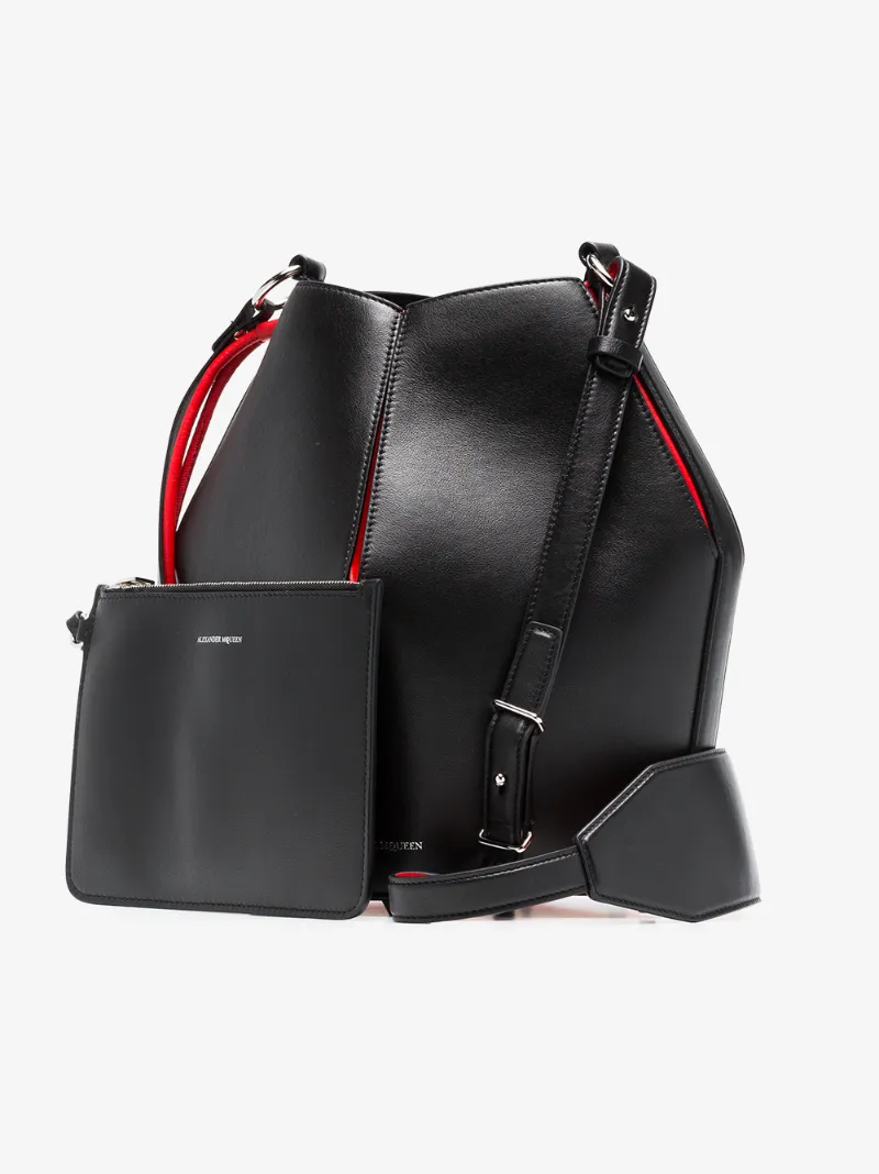 Alexander Mcqueen Black And Red Bucket Leather Bag Shoulder Bags Alexander Mcqueen Black And Red Bucket Leather Bag