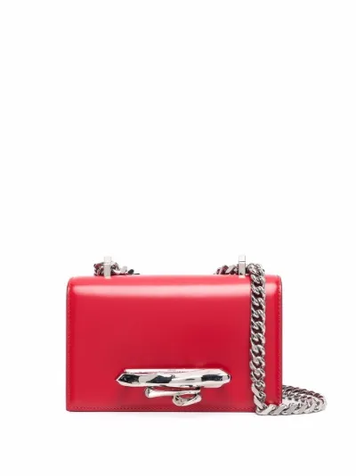 Alexander McQueen Borsa a spalla con tirapugni rosso | MODES