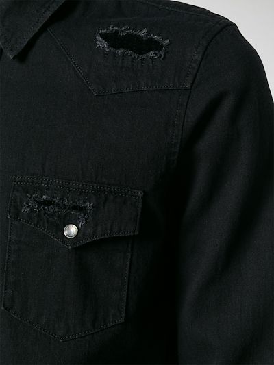 black distressed denim shirt