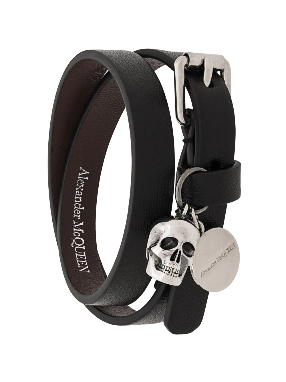 Alexander mcqueen double hot sale wrap leather bracelet