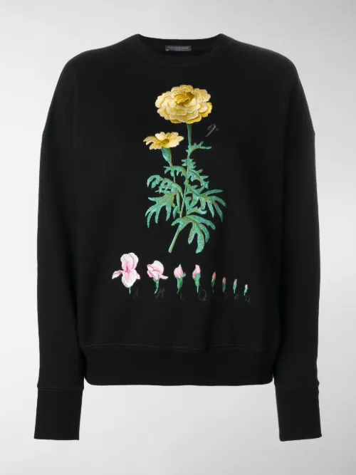 Alexander McQueen - Felpa con ricamo floreale