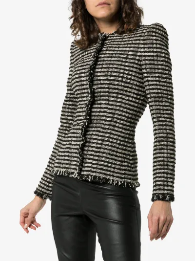 frayed edge tweed jacket