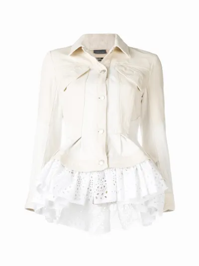 frill sleeve denim jacket