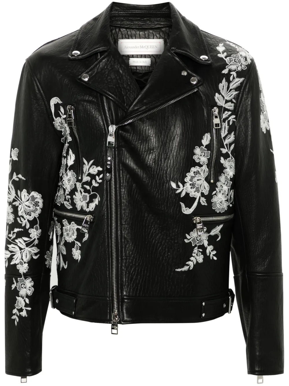 Giacca biker con ricamo a fiori Alexander McQueen Eraldo IT