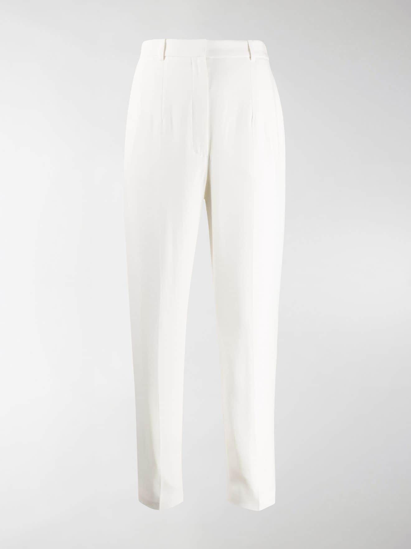 white high waisted tailored trousers