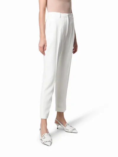 high waisted cigarette trousers white