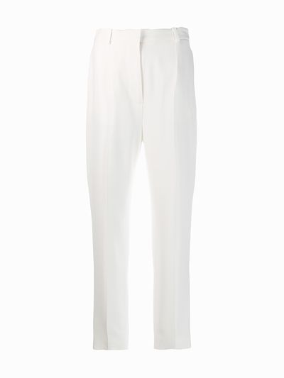 white high waisted cigarette trousers