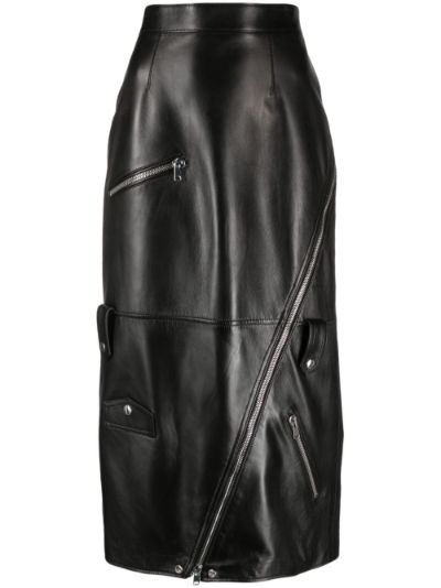 Alexander mcqueen shops leather skirt