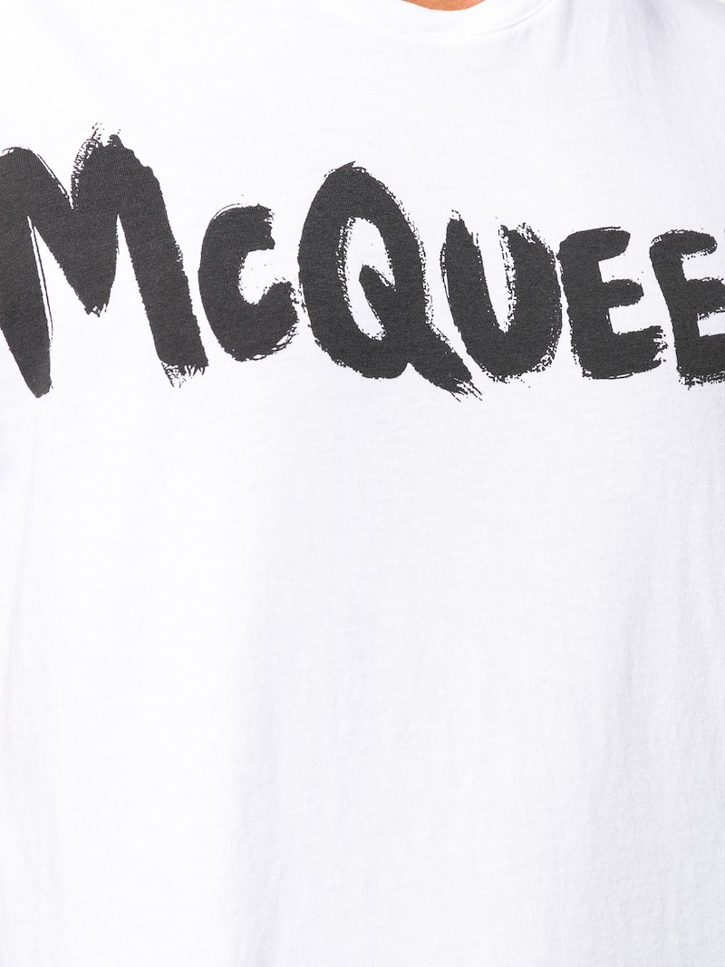 Alexander Mcqueen Logo Print T Shirt White Modes