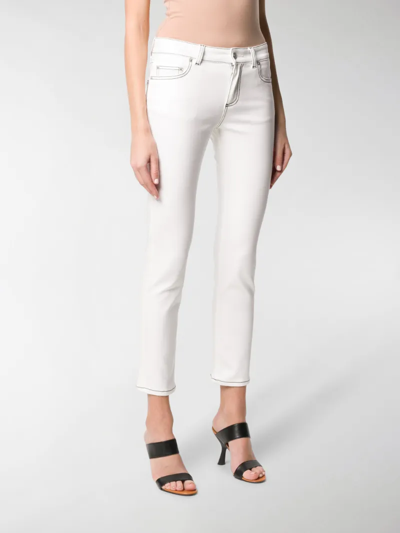 low rise white jeans