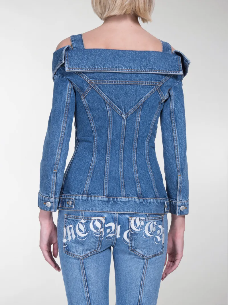 off shoulder jeans jacket