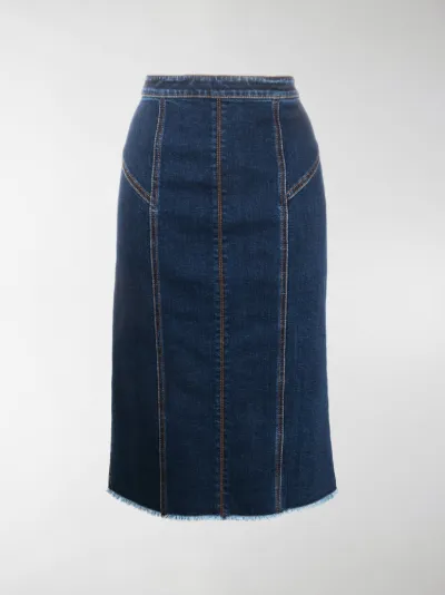 mid length denim skirts womens