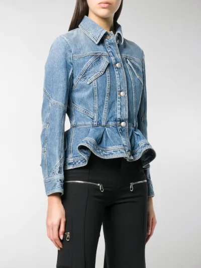 alexander mcqueen peplum denim jacket