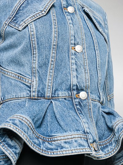Size 40 US 6 Details about / ALEXANDER MCQUEEN Blue Layered Denim Peplum Jean Jacket