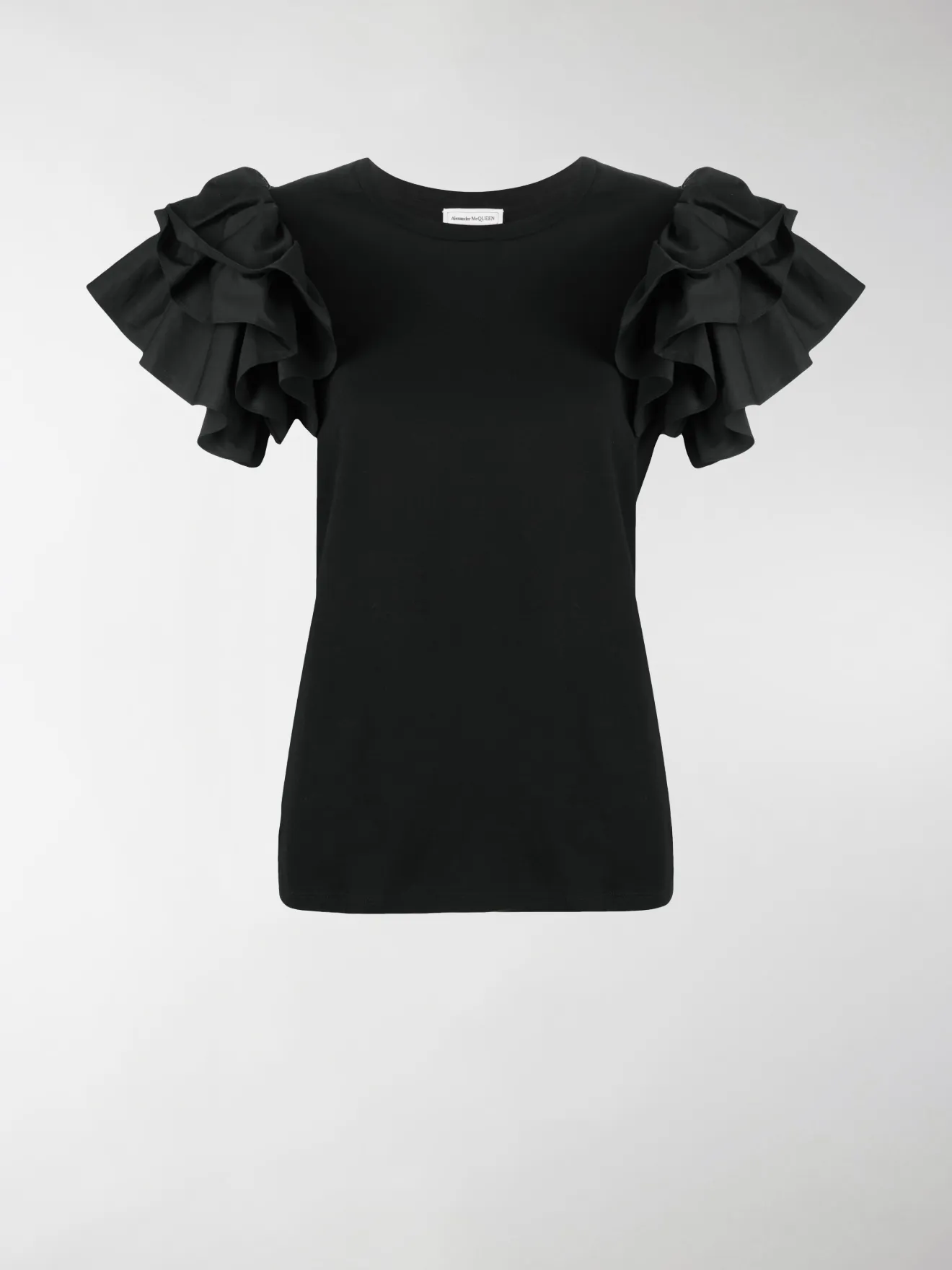 black ruffle sleeve top