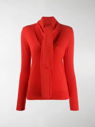 red fine knit jumper