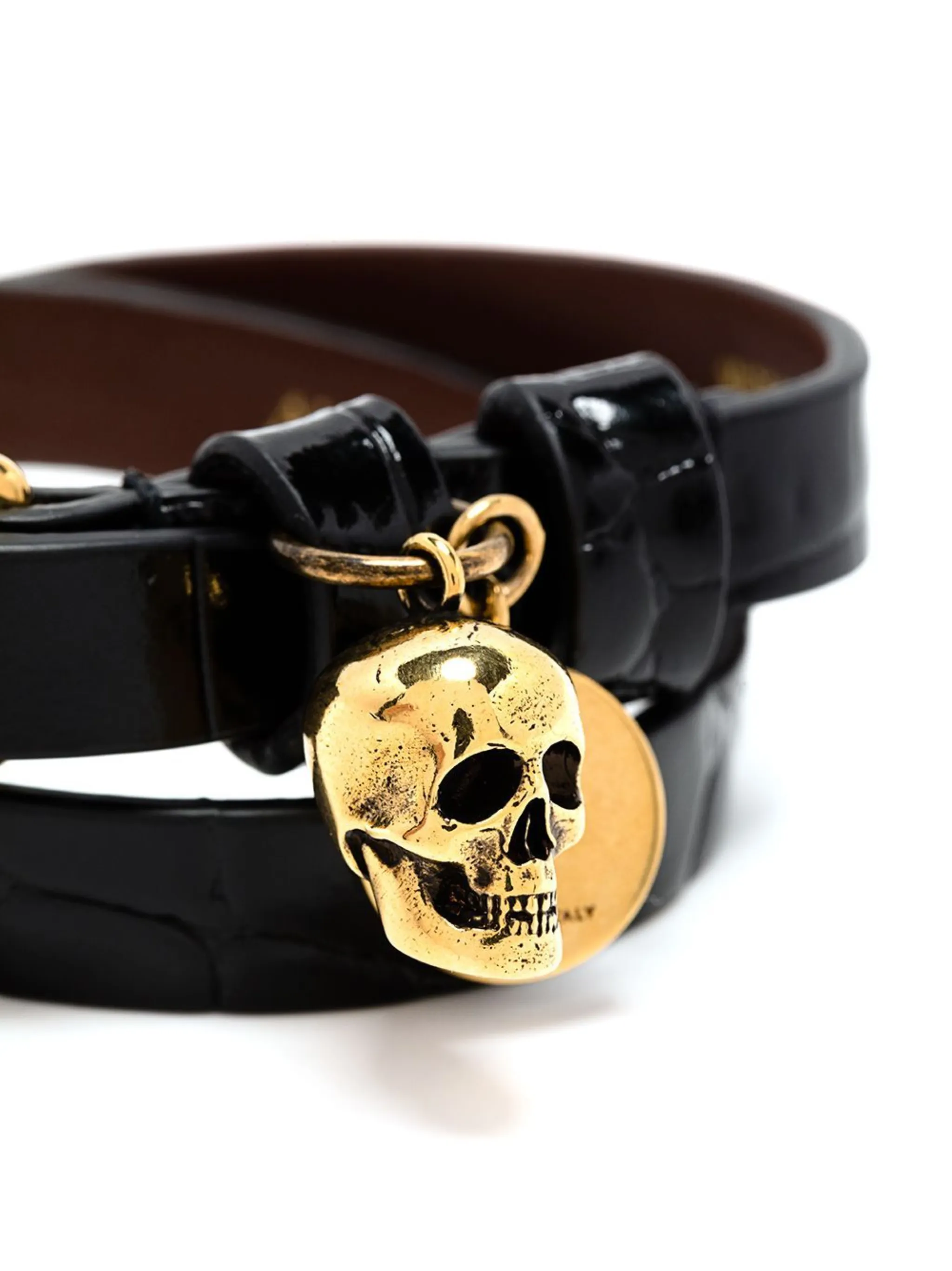 【送料&関税込】Alexander McQueen Multi Wrap Skull Bracelet McQueen // Black & Gold Leather Skull Wrap Bracelet – VSP