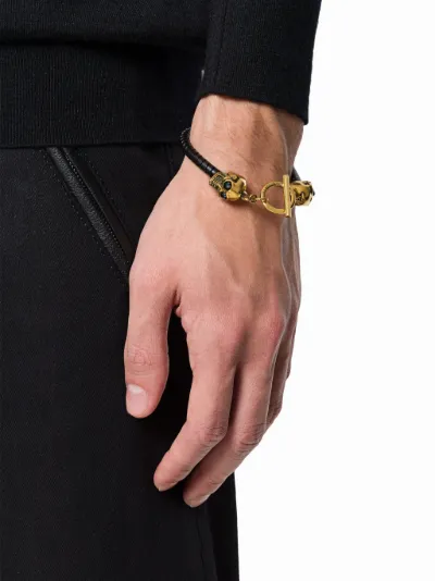 Alexander mcqueen skull leather bracelet 2025