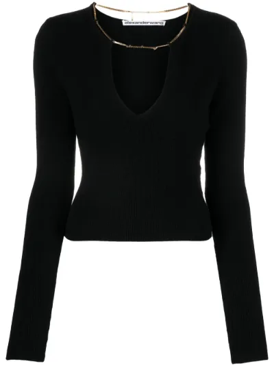 Alexander Wang Chain-Embellished Cropped outlets Knitted Sweater