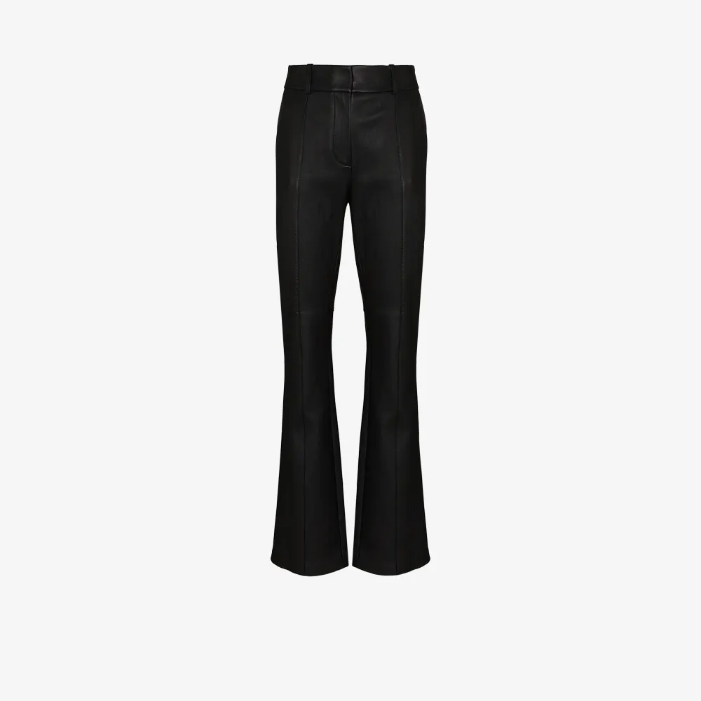 leather look flared trousers